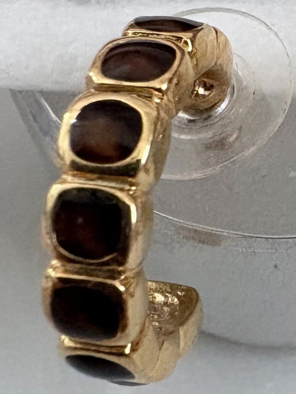 Vintage Anne Klein Gold Tone Tortoiseshell Huggie Hoop Earrings